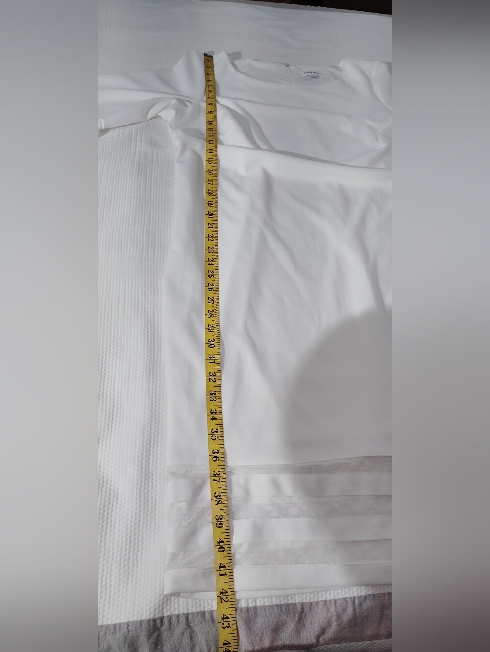 calvin klein illusion-trim sheath dress color white size 18 W. - Picture 6 of 10